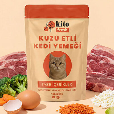 Kito Fresh Kuzu Etli Hipoalerjenik Taze Kedi Yemeği 80 Gr 