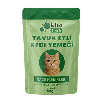 Kito Fresh Tavuk Etli Hipoalerjenik Taze Kedi Yemeği 80 Gr 