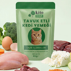 Kito Fresh Tavuk Etli Hipoalerjenik Taze Kedi Yemeği 80 Gr - Thumbnail