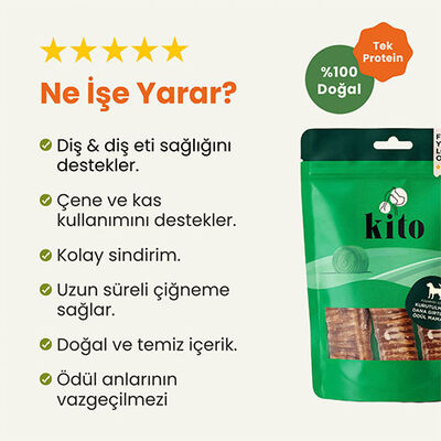 Kito Kurutulmuş Dana Gırtlak Köpek Ödülü 100 Gr 
