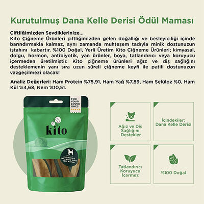 Kito Kurutulmuş Dana Kelle Derisi Köpek Ödülü 100 Gr 