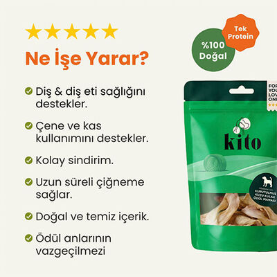 Kito Kurutulmuş Kuzu Kulak Köpek Ödülü 100 Gr 