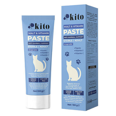 Kito Tüy Yumağı Önleyici ve Sindirim Sistemi Destekleyici Kısır ve Yetişkin Kedi Malt Macunu 100 Gr 