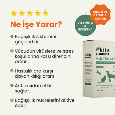 Kito Vitamins Bağışıklık Sistemi Destekleyici Kedi ve Köpek Multivitamini 2x15 Gr 