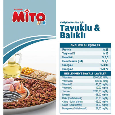 La Mito Mix Tavuklu ve Balıklı Yetişkin Kedi Maması 15 Kg 