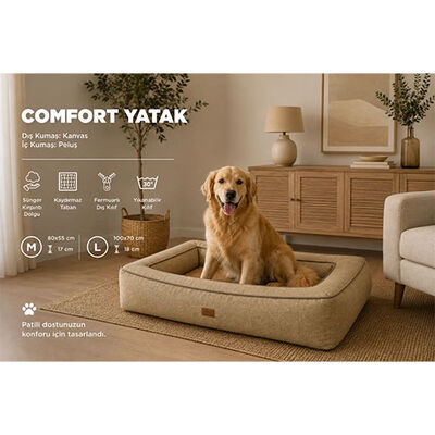 Lepus Comfort Kedi ve Köpek Yatağı Haki Yeşil Large 100x70x18 Cm 