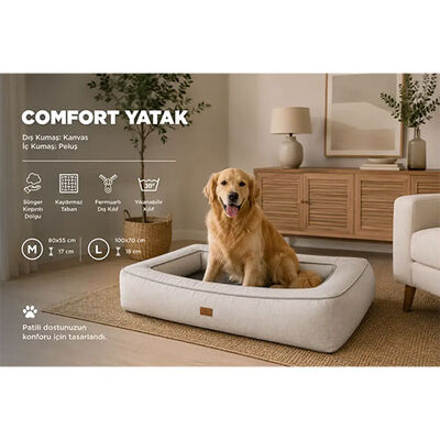 Lepus Comfort Kedi ve Köpek Yatağı Medium Gri 80x55x17 Cm 