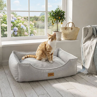 Lepus Dolce Premium Kedi ve Köpek Yatağı Açık Gri Large 