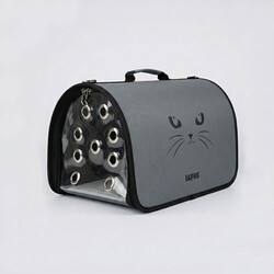 Lepus - Lepus Fly Bag Kedi Desenli Taşıma Çantası Gri 25x40x25 Cm 