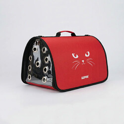 Lepus - Lepus Fly Bag Kedi Desenli Taşıma Çantası Kırmızı 25x40x25 Cm 
