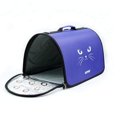 Lepus Fly Bag Kedi Desenli Taşıma Çantası Lila 25x40x25 Cm 
