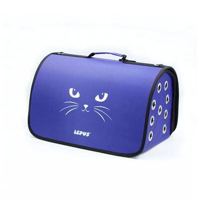 Lepus Fly Bag Kedi Desenli Taşıma Çantası Lila 25x40x25 Cm 