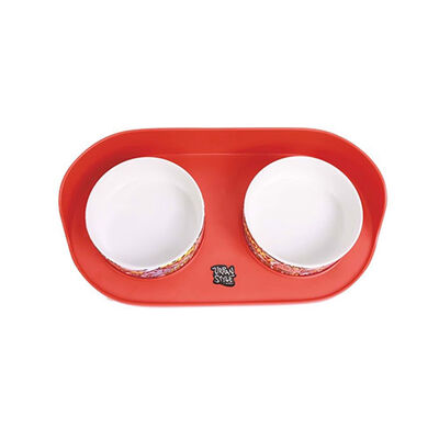 M-Pets Altitude Urban Style Standlı İkili Kedi ve Köpek Mama ve Su Kabı Kırmızı 450 Ml 