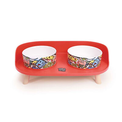 M-Pets Altitude Urban Style Standlı İkili Kedi ve Köpek Mama ve Su Kabı Kırmızı 450 Ml 