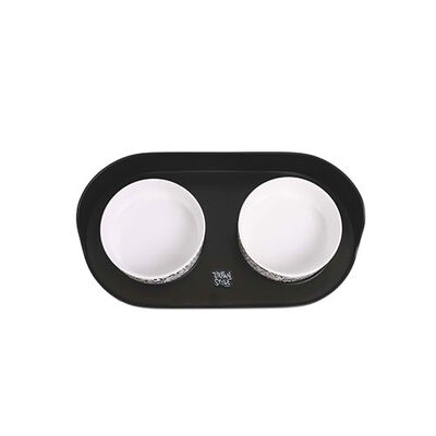 M-Pets Altitude Urban Style Standlı Mama ve Su Kabı Siyah Beyaz 450 Ml 