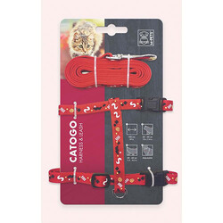 M-Pets - M-Pets Catogo Kedi Göğüs Tasması Seti Kırmızı 90-170 Cm 