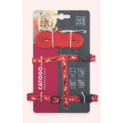 M-Pets Catogo Kedi Göğüs Tasması Seti Kırmızı 90-170 Cm 