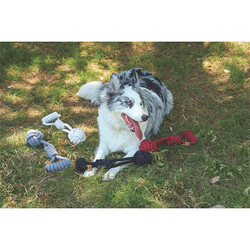 M-Pets Çekmeli Örgü Top Köpek Oyuncağı Gri 36 Cm - Thumbnail