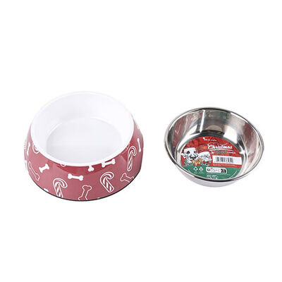 M-Pets Christmas Melamin Metal Kedi ve Köpek Mama Kabı 350 Ml 