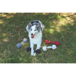 M-Pets Coto Gri Duo Ball Örgü Köpek Oyuncağı 28 Cm - Thumbnail