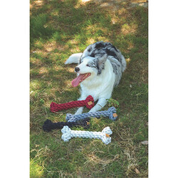 M-Pets Coto Örgü Kemik Köpek Oyuncağı Gri 30 Cm - Thumbnail