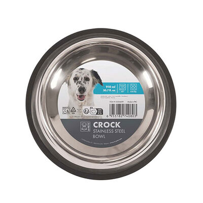 M-Pets Crock Paslanmaz Çelik Kedi ve Köpek Mama ve Su Kabı Large 25,5x5,4 Cm 910 Ml 