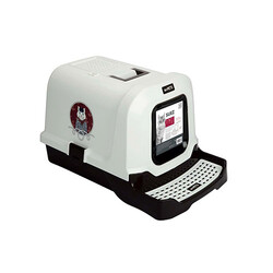 M-Pets - M-Pets Denizci Kedi Desenli Kapalı Kedi Tuvaleti Beyaz 69x42x41 Cm 