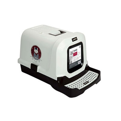 M-Pets Denizci Kedi Desenli Kapalı Kedi Tuvaleti Beyaz 69x42x41 Cm 