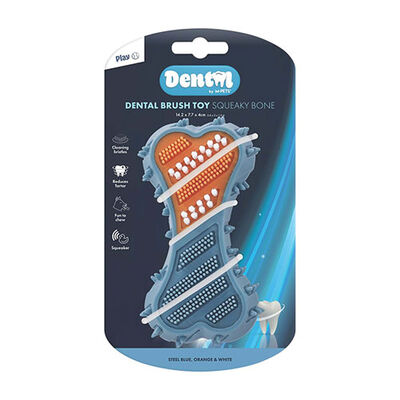M-Pets Dental Squeaky Bone Mavi Diş Fırçalı Köpek Oyuncağı 14,2 x 7 x 4 cm