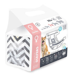 M-Pets - M-Pets Diapers Dişi Köpekler İçin Külot Bez Large 10 lu 32x52 Cm 