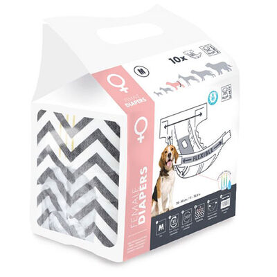 M-Pets Diapers Dişi Köpekler İçin Külot Bez Medium 10 lu 30x42,5 Cm 