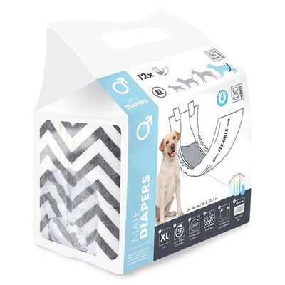 M-Pets Diapers Erkek Köpekler İçin Külot Bez XLarge 12 li 20x81 Cm 