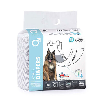 M-Pets Diapers Erkek Köpekler İçin Külot Bez XXL 12'li 55x65 Cm 