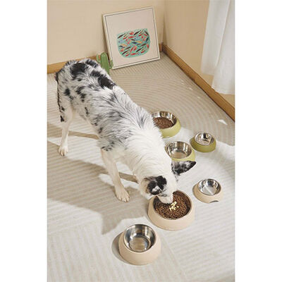 M-Pets Eco Bamboo Küçük Irk Köpek ve Kedi Mama ve Su Kabı Bej 190 Ml 