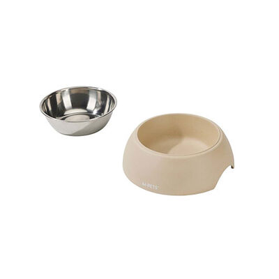 M-Pets Eco Bamboo Küçük Irk Köpek ve Kedi Mama ve Su Kabı Bej 350 Ml 