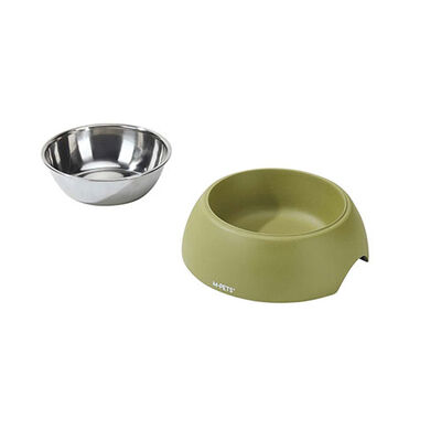 M-Pets Eco Bamboo Küçük Irk Köpek ve Kedi Mama ve Su Kabı Yeşil 600 Ml 