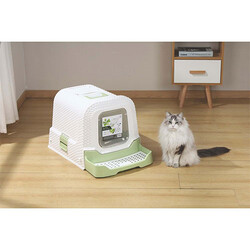 M-Pets Eco Rattan Kapalı Kedi Tuvaleti Yeşil 69x42x41 Cm - Thumbnail