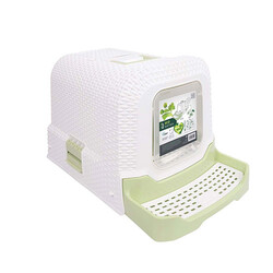 M-Pets Eco Rattan Kapalı Kedi Tuvaleti Yeşil 69x42x41 Cm - Thumbnail