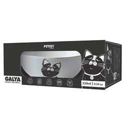 M-Pets Galya Seramik Kedi Mama ve Su Kabı Siyah Beyaz 550 Ml - Thumbnail