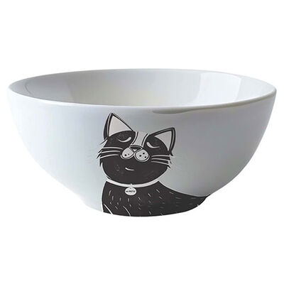 M-Pets Galya Seramik Kedi Mama ve Su Kabı Siyah Beyaz 550 Ml 