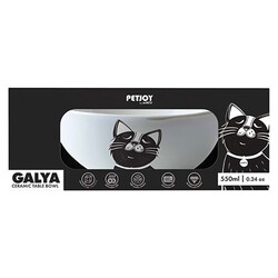 M-Pets Galya Seramik Kedi Mama ve Su Kabı Siyah Beyaz 550 Ml - Thumbnail