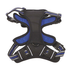 M-Pets Hiking Reflektörlü Köpek Göğüs Tasması Mavi Large 45-95 Cm - Thumbnail