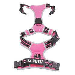 M-Pets Hiking Reflektörlü Köpek Göğüs Tasması Pembe Large 45-95 Cm - Thumbnail