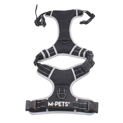 M-Pets Hiking Reflektörlü Köpek Göğüs Tasması Siyah Medium 40-75 Cm - Thumbnail