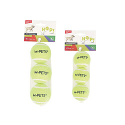 M-Pets Hop Tenis Topu Köpek Oyuncağı Sarı 3'lü 6,4 Cm - Thumbnail