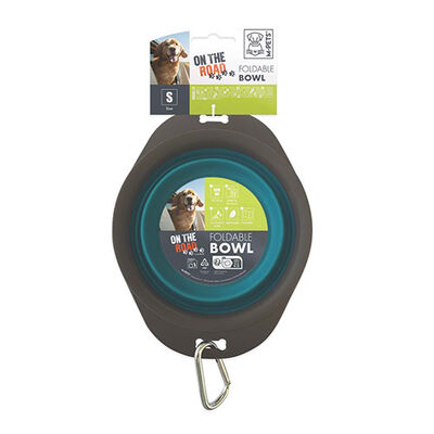 M-Pets Kedi ve Köpekler İçin Katlanır Silikon Mama ve Su Kabı Mavi 420 Ml 