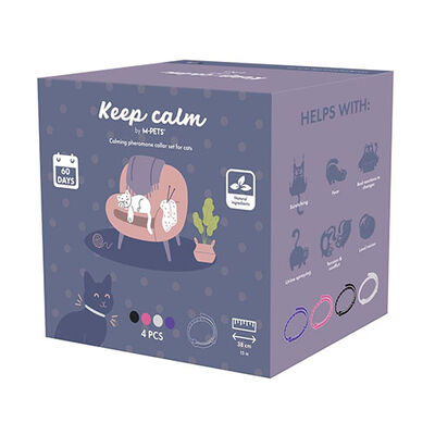 M-Pets Keep Calm Calming Sakinleştici Kedi Tasması 4'lü Mix Color 
