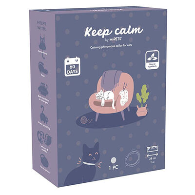 M-Pets Keep Calm Calming Sakinleştici Kedi Tasması Gri 