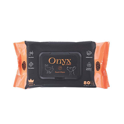 M-Pets Onyx Şeftali Kokulu Kedi ve Köpek Temizleme Mendili 80'li 