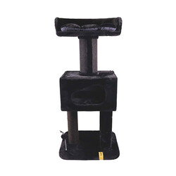 M-Pets - M-Pets Panther Premium Hotel Tırmalama Tahtalı Kedi Ağacı Siyah 60x50x130 Cm 